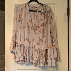 Free People Pink Ruffle Tunic Small